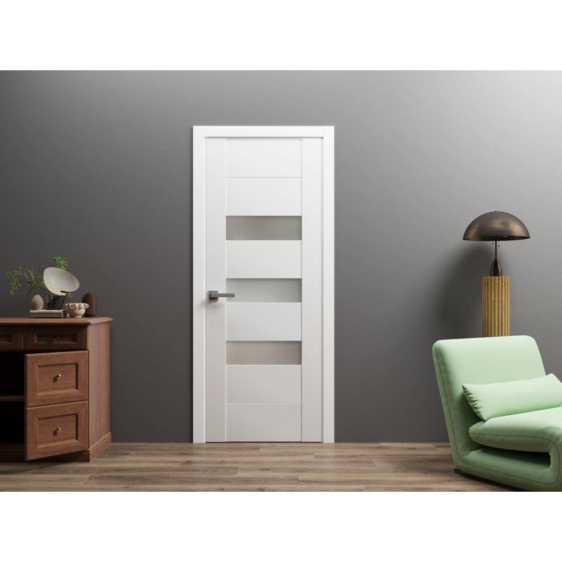 Porte opaque solide en verre français / Sete 6900 / poignée simple à panneau régulier / portes de chambre à coucher modernes pour salle de bain