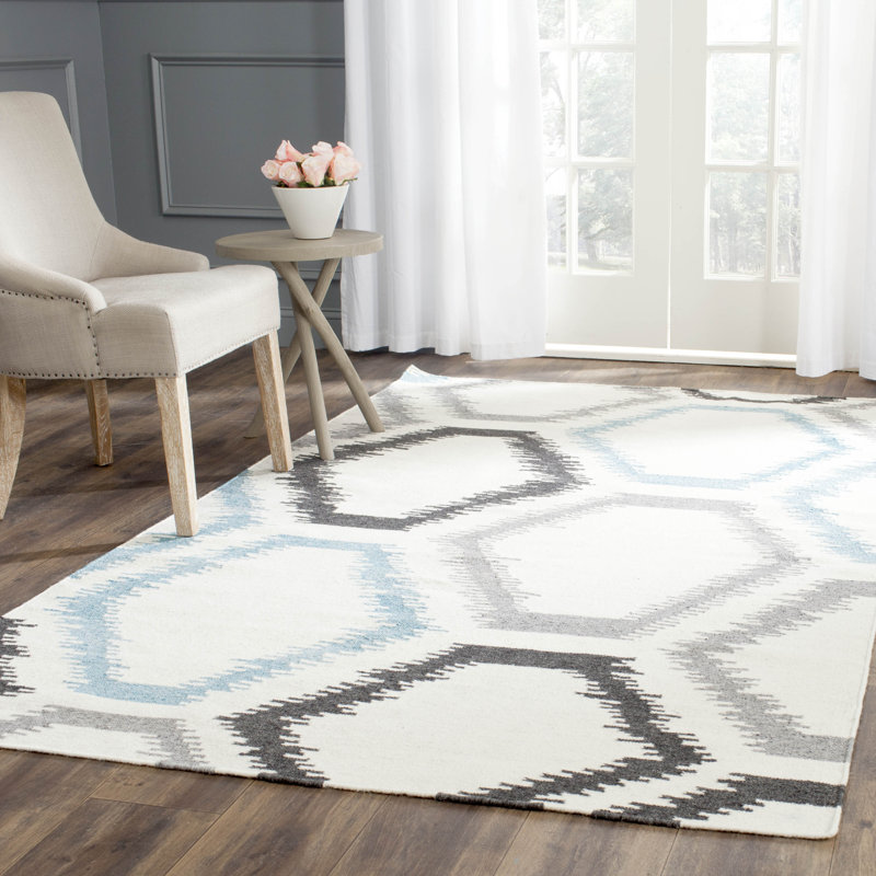 Seraphin Ikat Wool Hand Woven Area Rug, Rectangle 152 x 244 cm