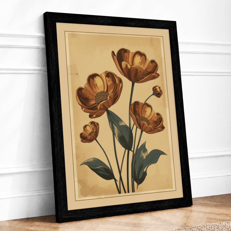 Study in Burgundy Botanical - Framed Print, A3 - 42.0 x 29.7 cm, Black