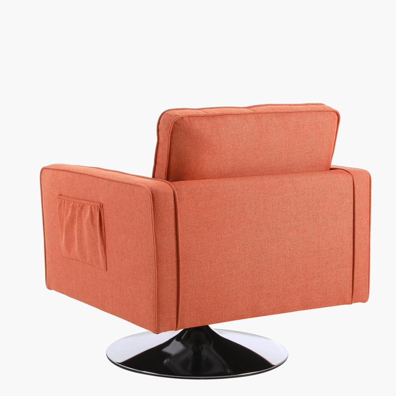 Fauteuil club pivotant 30,5 pouces Deysia, Mélange de coton orange