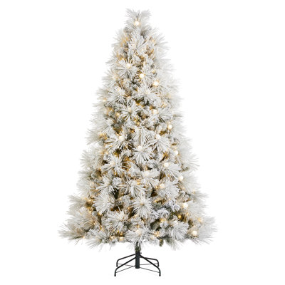 Snowy Globe Pine Pre-Lit Flocked Full Pine Christmas Tree With Lights