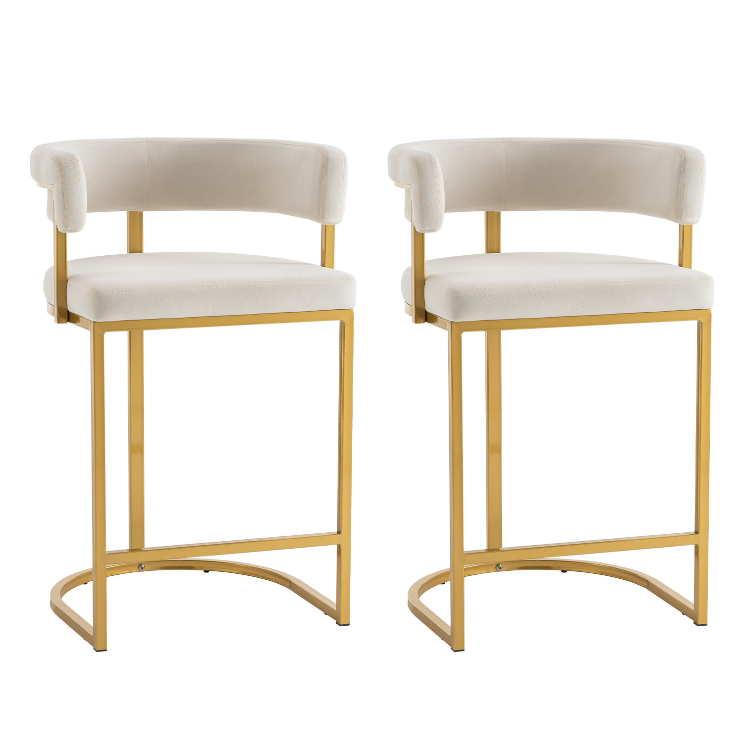 Everly Quinn Modern Velvet Bar Stools - 25.6" Seat Height