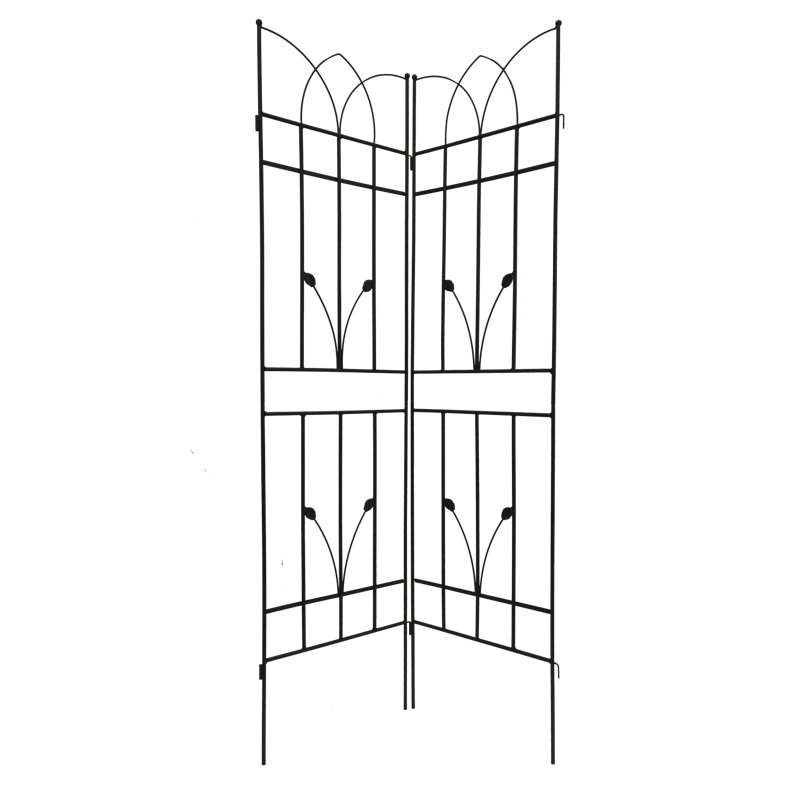 Metal garden trellis set for outdoor climbing plants, Noir