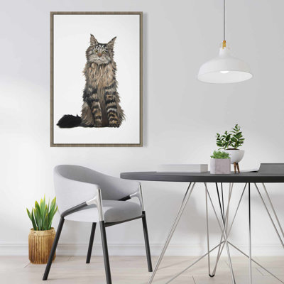 Maine Coon Cat Canvas | Brown Pets Animals Framed Wall Art