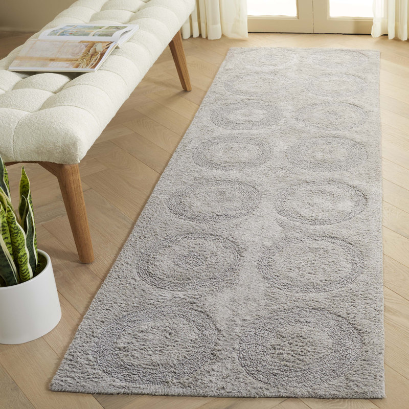 Dwania Hand Woven Recyclyed Cotton Pile Machine Washable Geometric Rug, Runner 2'3" x 8'