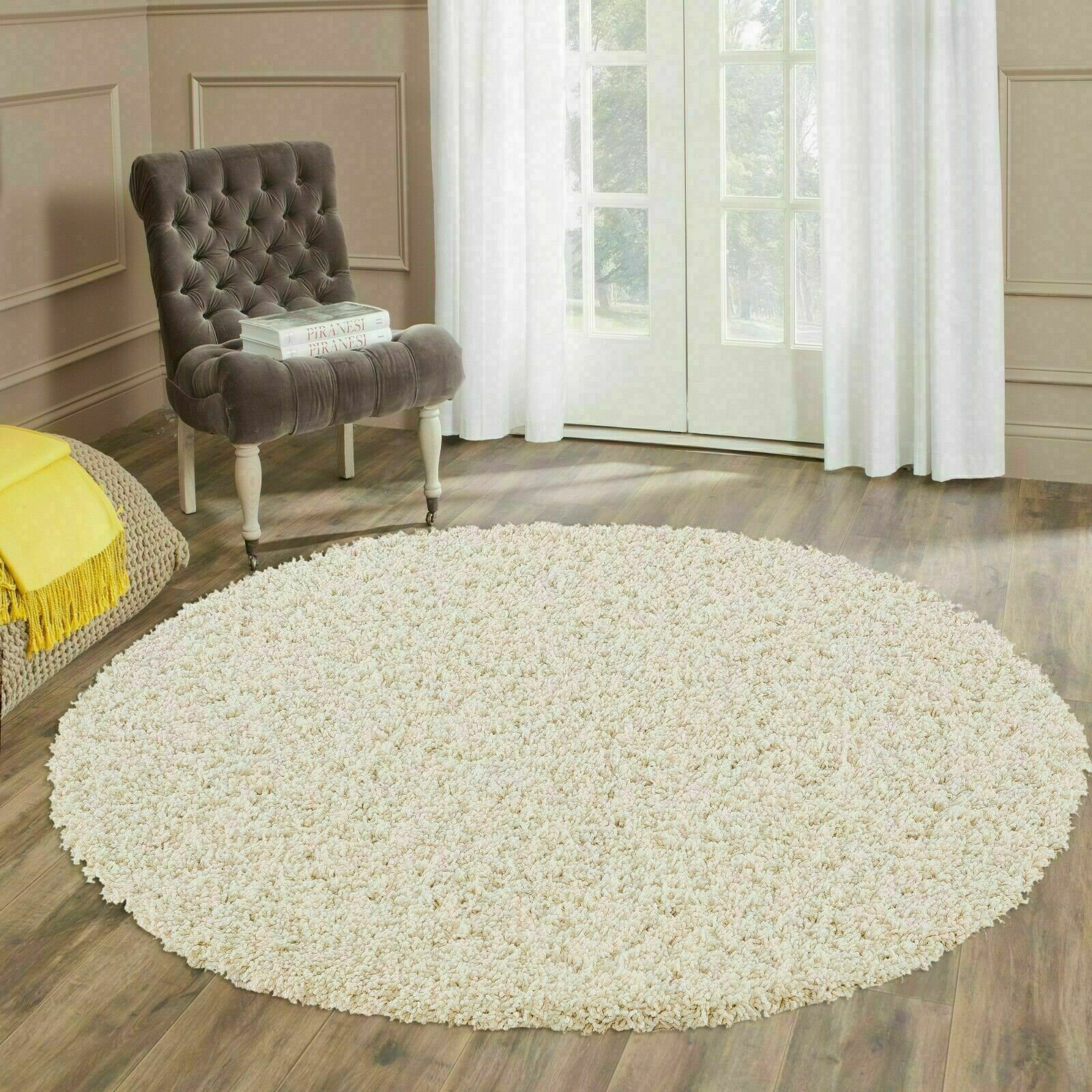 Ebern Designs MODERN Circle Round Verona Shaggy Rugs Thick Pile Floor ...