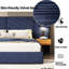 Grand lit plateforme en velours bleu rétro - Construction, tendance avec structure et tête de lit en bois