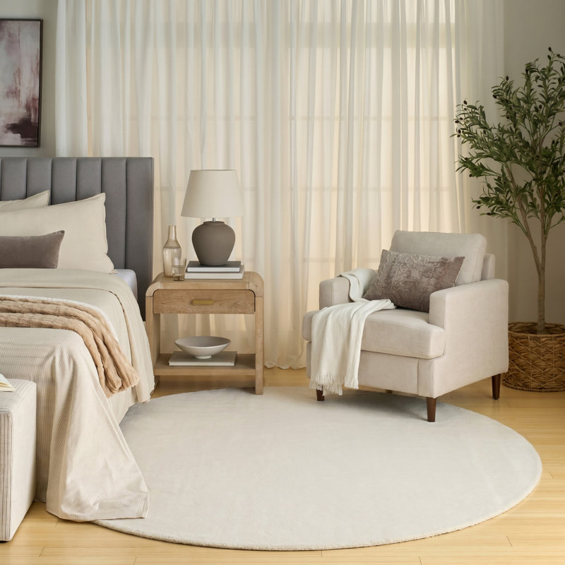 Maselli Beige Contemporary Indoor Rug, Round 5'