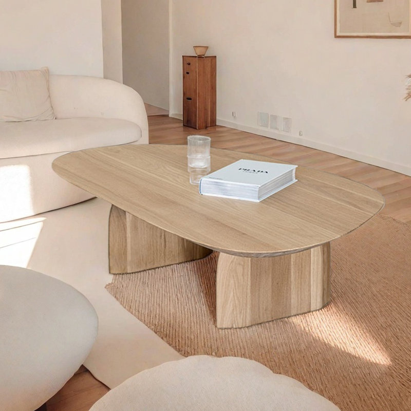Solid Wood Coffee Table Minimalist Design, Burlywood