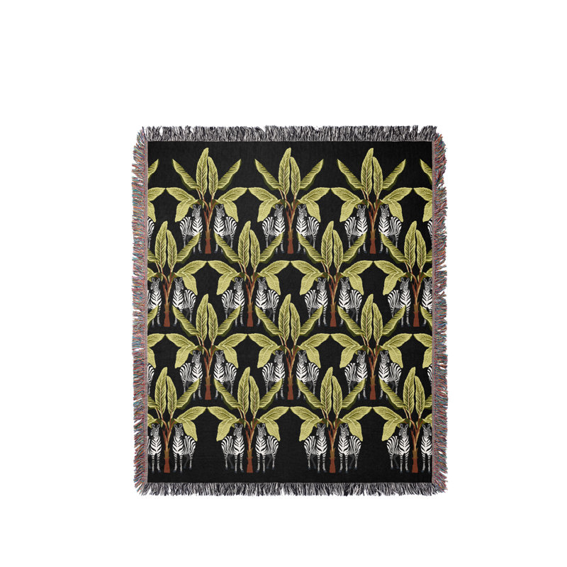 Jeté en mélange de coton Xavier Zebra, Noir / Chartreuse, L 80 po x l 60 po