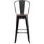 Tabouret de bar ou de comptoir en métal Marian avec dossier et siège en bois Marian-2101696429-2101696487-2127243145
