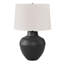 Lighting, h 26 po, lampe de table, métal noir, abat-jour crème, transitionnel