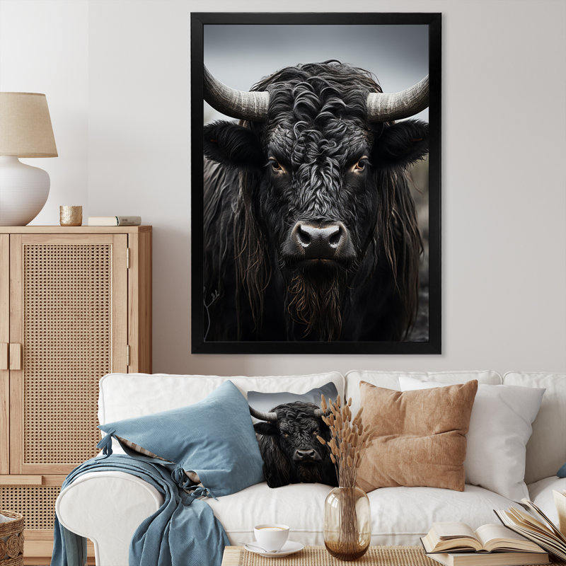 Bétail majestueux avec bovins sur toile, H 20 po x l 12 po x P 1 po, Cadre photo noir