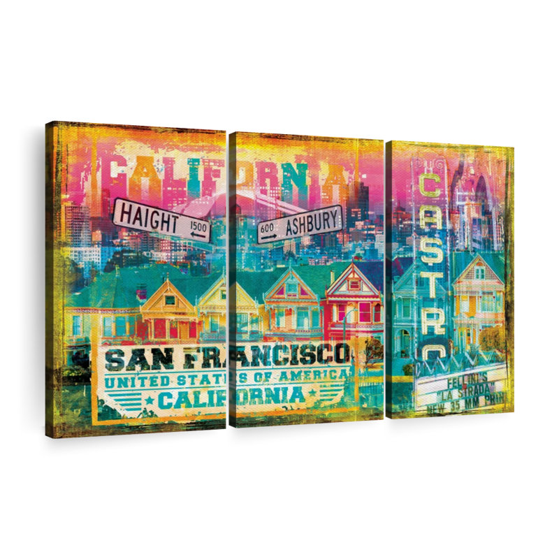 «San Francisco Suburbs Grunge», 3 pièces, H 48 po x l 74 po x P 1,25 po