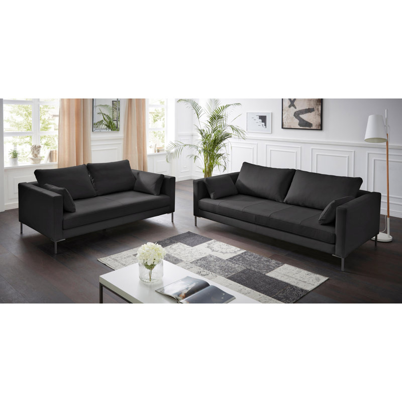 Marius Sofa, Black, Lether Saddle