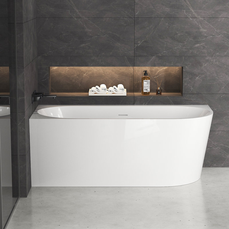  Tidal 59" Alcove/ Tile In Deep Soaking Acrylic Bathtub with Overflow Drain