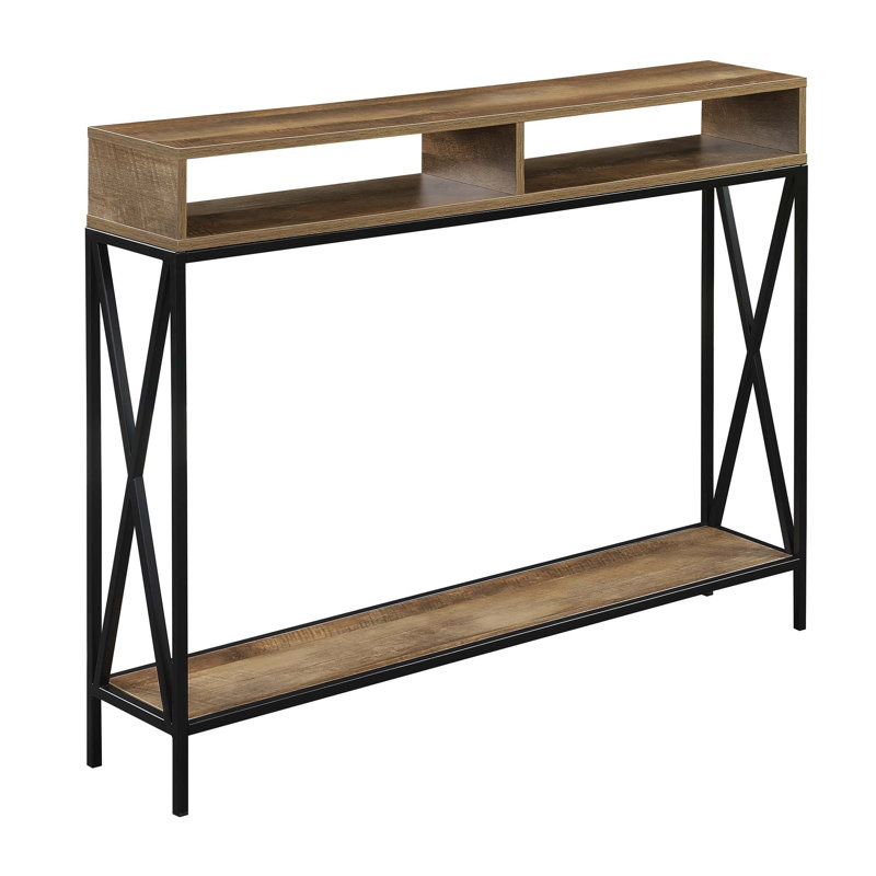 Console de 47,25 po Ariyana, Plateau en bois de grange patiné / base noire