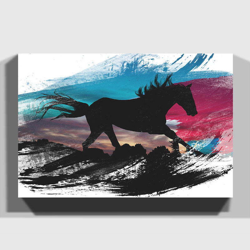 Wild Horse Sunset - Wrapped Canvas, 50cm H x 76cm W