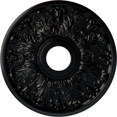 Endurathane Apollo Ceiling Medallion, 16 1/2"OD x 3 5/8"ID x 1 1/8"P (Fits Canopies up to 5 5/8"), Hand-Painted Jet Black Finish