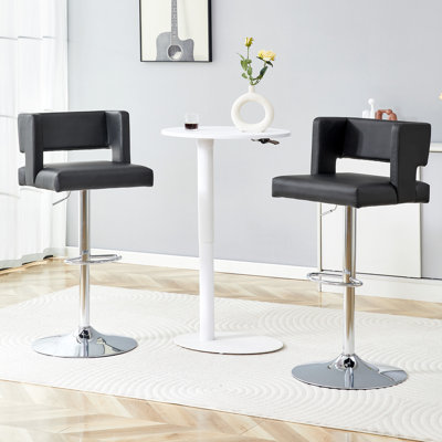 Bar Stool Adjustable Height Faux Leather Upholstered