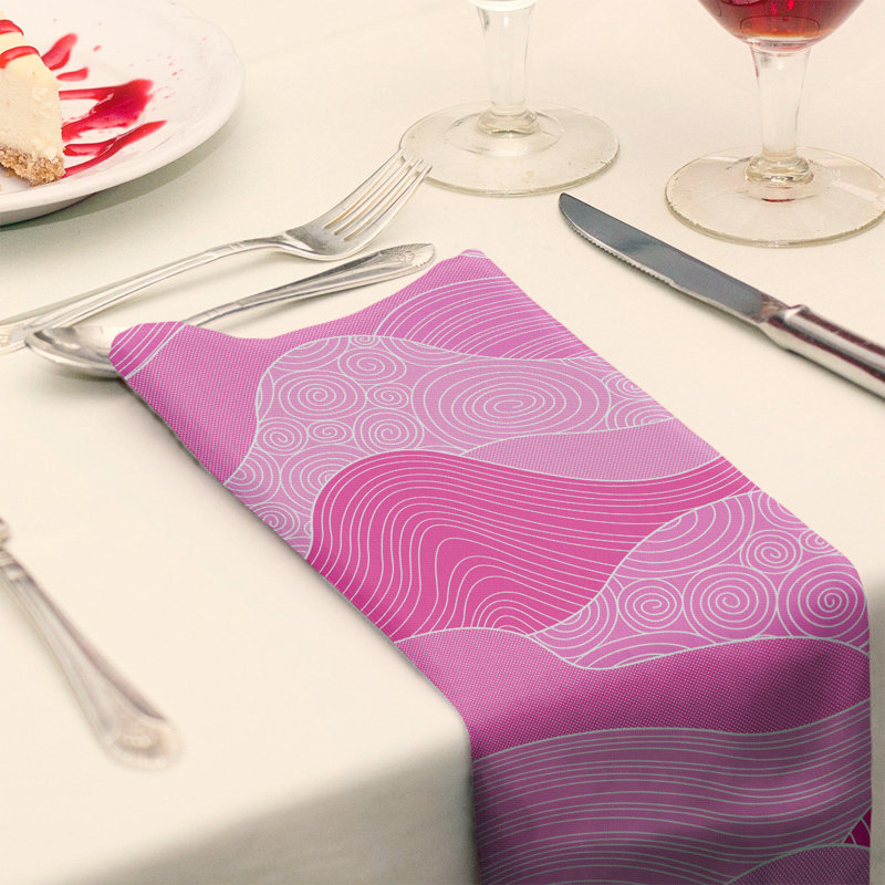 Serviette de coton à ondulations à la main, H 0,1 po x l 22 po x P 22 po, Rose, Sergé de polyester