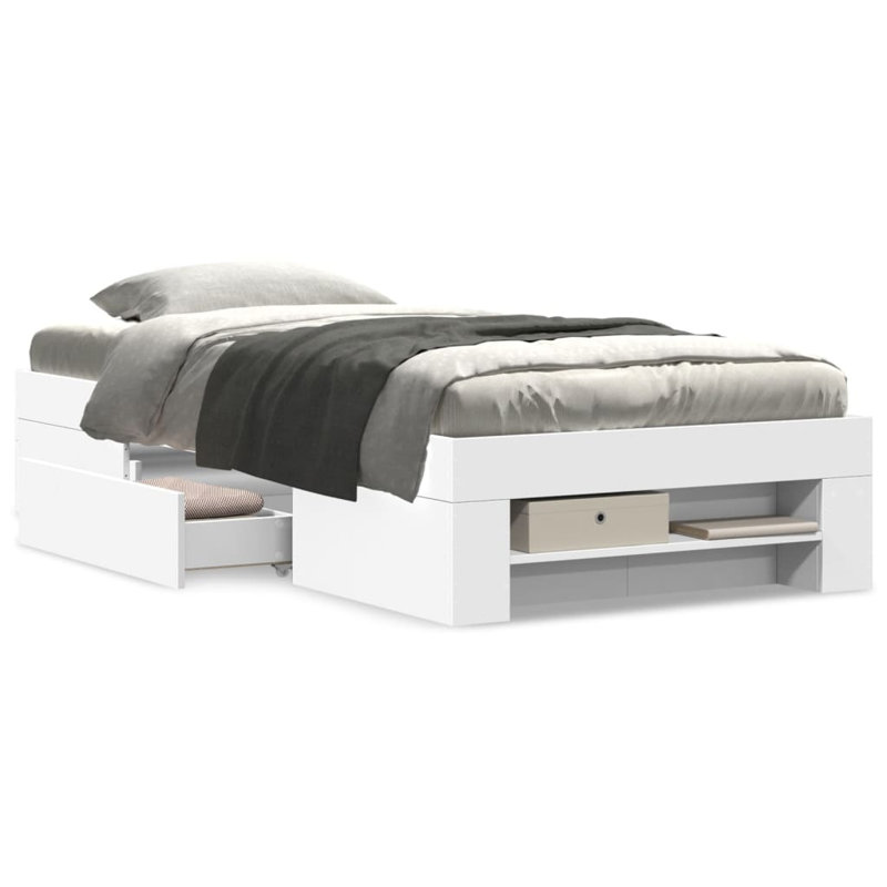 Abhijith Drawers Bed Frame, Super King (6'), White