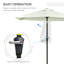 Parasol d'extérieur avec 6 baleines, blanc crème