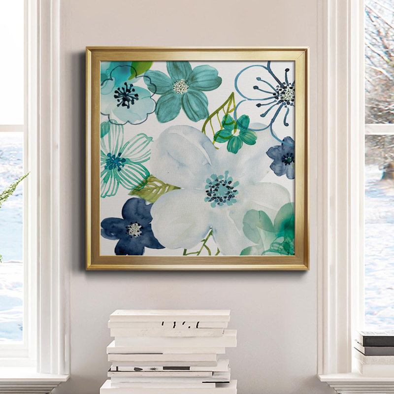 Layers of Summer II - Toile encadrée de qualité supérieure - prête à être accrochée, H 26,5 po x l 26,5 po x P 1,5 po, Or