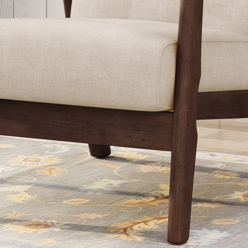 Modern Accent Chair, Tufted Armchair , Beige Fabric