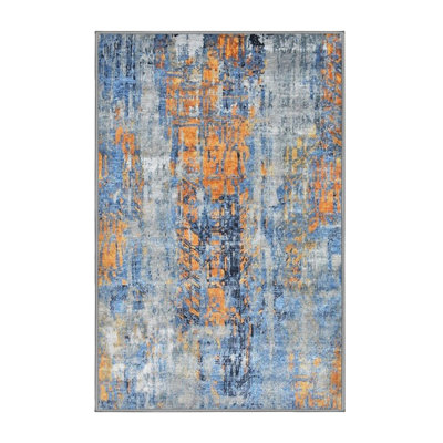 Tapis bleu / orange Bruyere
