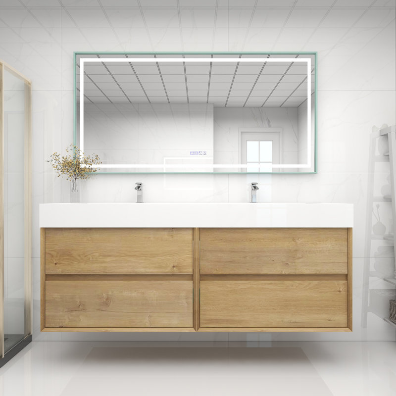 Meuble-lavabo double 72 po, Chêne