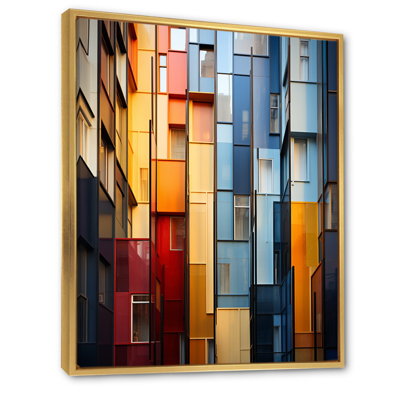 Iven Skyscrapers Glass Giants IV - Imprimé, H 32 po x l 16 po x P 1 po, Cadre flottant doré