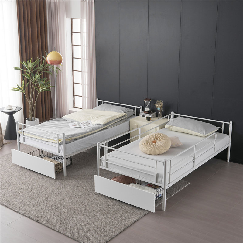 Twin Over Twin Convertible Bunk Bed With 2 Storage Drawers, White