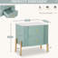 Table de bout cannelée en couleur, 2 tiroirs spacieux pour les objets personnels, design élégant, - support basculant, table de chevet facile à assembler avec textures horizontales et verticales sur le devant, rangement pour livres, métal-2067064944