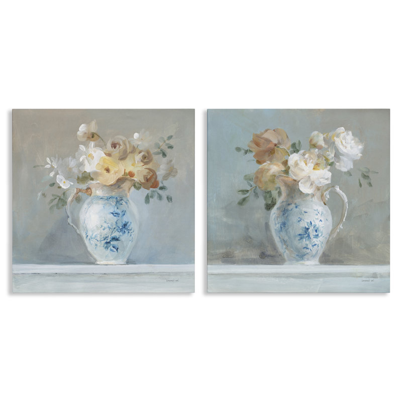 «Heirloom Bouquet Pitcher», ensemble de 2 impressions sur toile par Danhui Nai, H 24 po x l 24 po