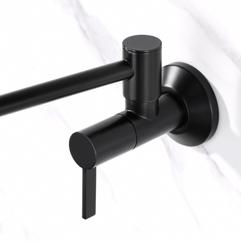 Contemporary 2-Handle Wall-Mounted Pot Filler, Matte Black
