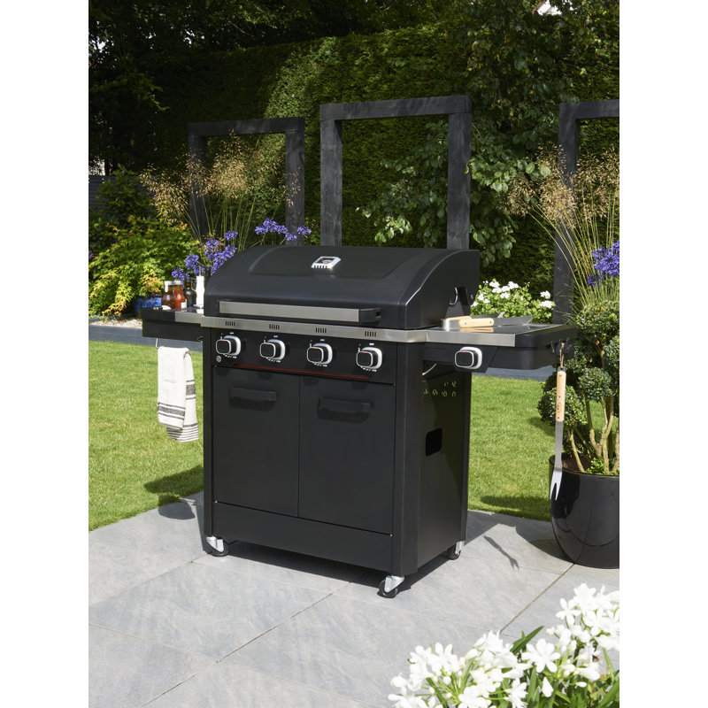 Norfolk Grills 4 - Burner Liquid Propane Gas Grill with Side Burner and Cabinet