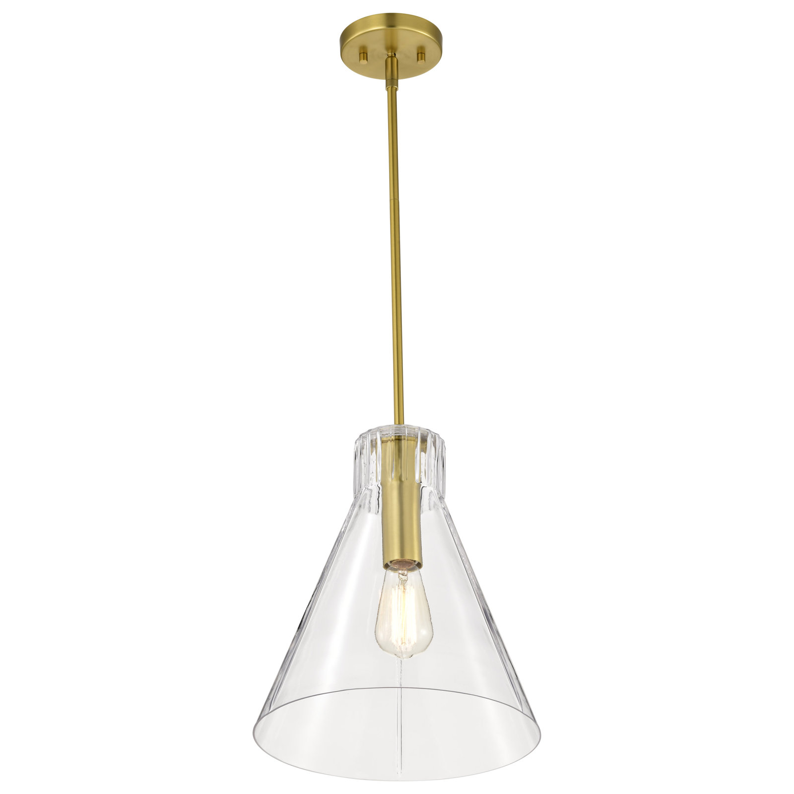 Anine Dimmable Glass Single Light Pendant, Vintage Brass, 14" H x 12" W x 12" D