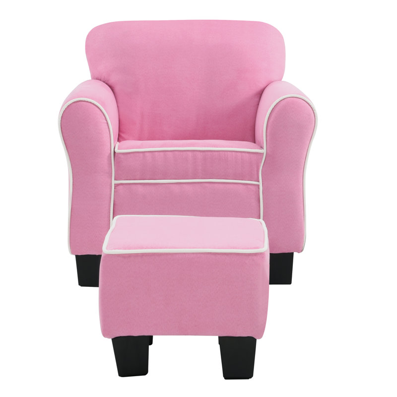 Fauteuil pour enfant avec repose-pieds Aalborg, Rose
