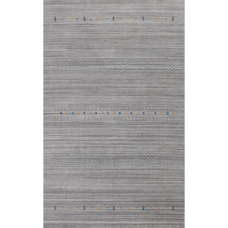 Tapis rayé gris Gabbeh 6 x 10
