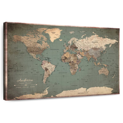 Personalized Stained Push Pin World Map