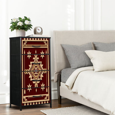 4 Drawer Dresser for Bedroom, Narrow Chest of Drawers, Wooden Top and Study Iron Frame 18"x37.5"-(WxH)