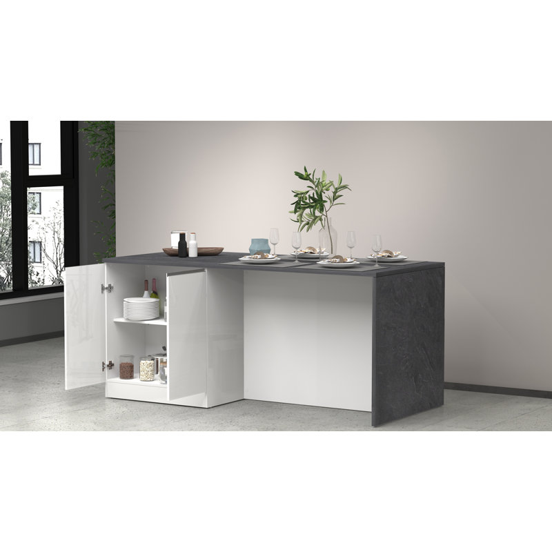 Sadrac Wood Kitchen Island, White/Grey