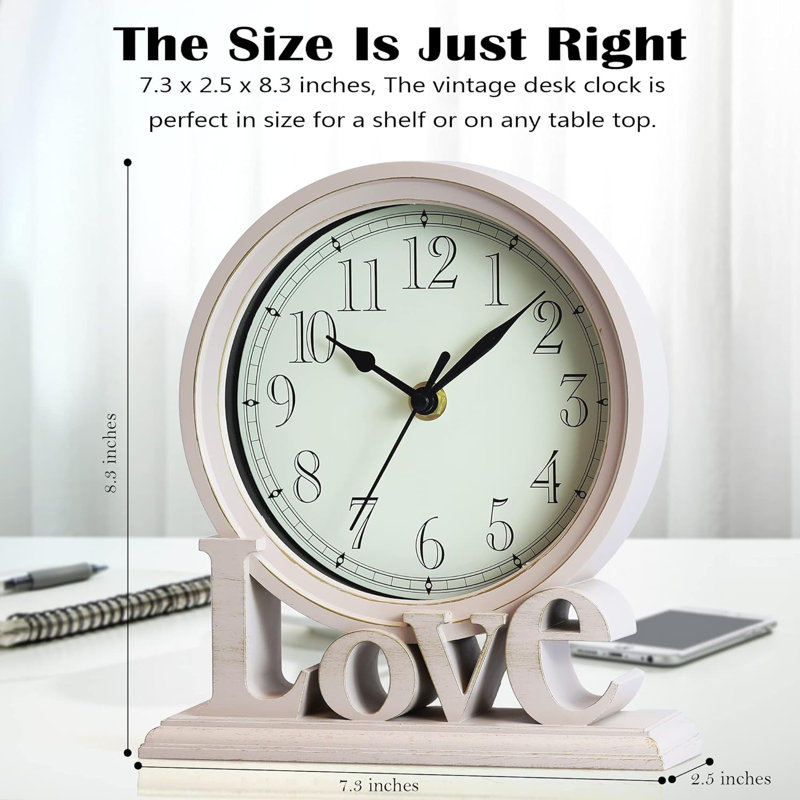 Horloge de table analogique à quartz en verre ivoire