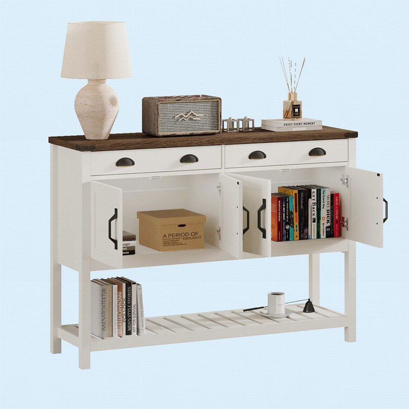 Console de rangement 47 po Modern Farmhouse, Blanc