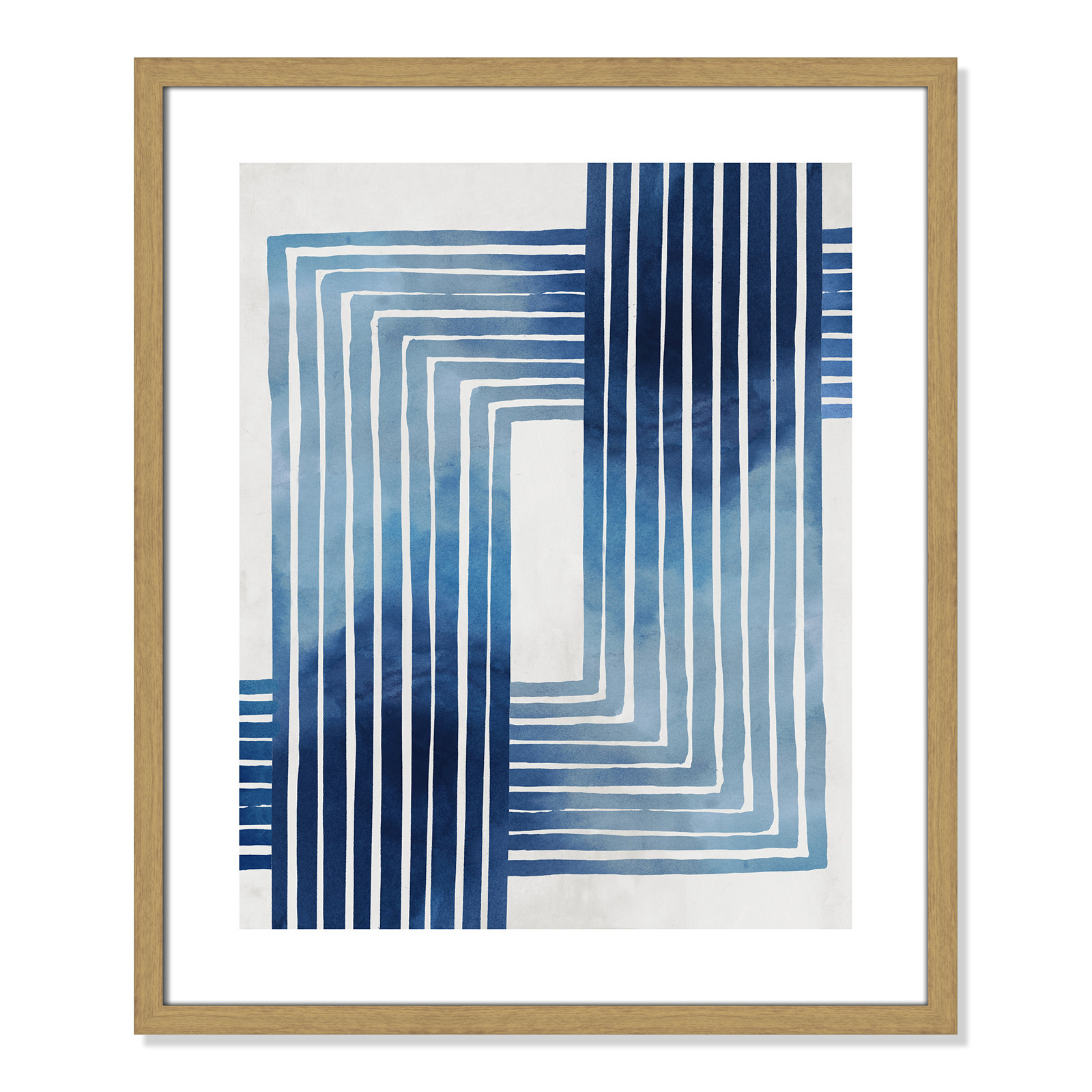Lanny "In Unison" Painting by Eva Watts, Beige Wood Framed Paper, 25.5" H x 21.5" W x 0.75" D
