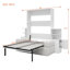 Grand lit escamotable mural avec canapé et armoires de rangement, lit mural peu encombrant pour bureau à domicile et chambre d'amis, blanc-1281055861
