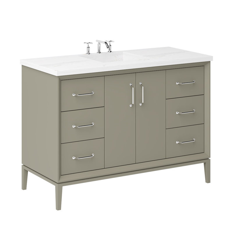 Alexandra Single Extra Wide Bath Vanity, French Olive, 60", Polished Chrome