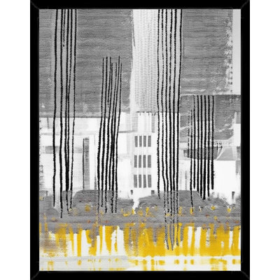 Abstrait urbain urbain en gris et jaune - Art mural sur toile encadrée