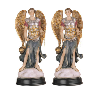 "2-PC Set" ICE ARMOR 5"H Archangel Sealtiel Statue Angel of Prayer Holy Figurine  Figurine Statue Ornament Home/Room Decor and Perfect Gift Ideas for House Warming, Holidays and Birthdays Great Collectible Addition